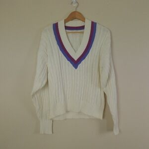 Wimbledon Sweater‎ Varsity Cable Knit Vintage